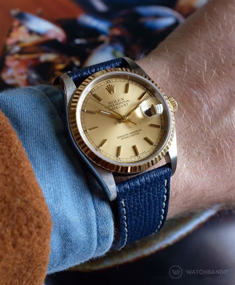 rolex date nylon strap|Rolex datejust on leather strap.